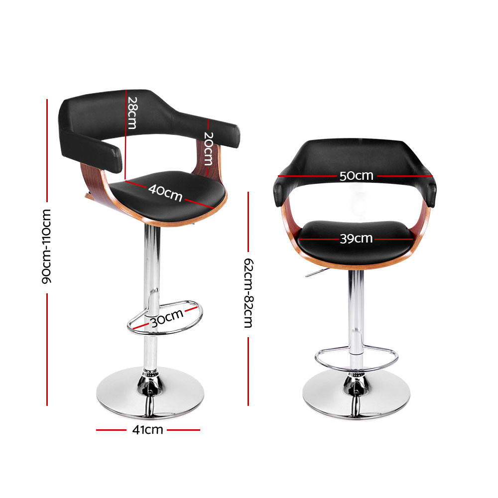 Spencer (Set of 2) Bar Stools with Chrome Base - Black - Homecoze