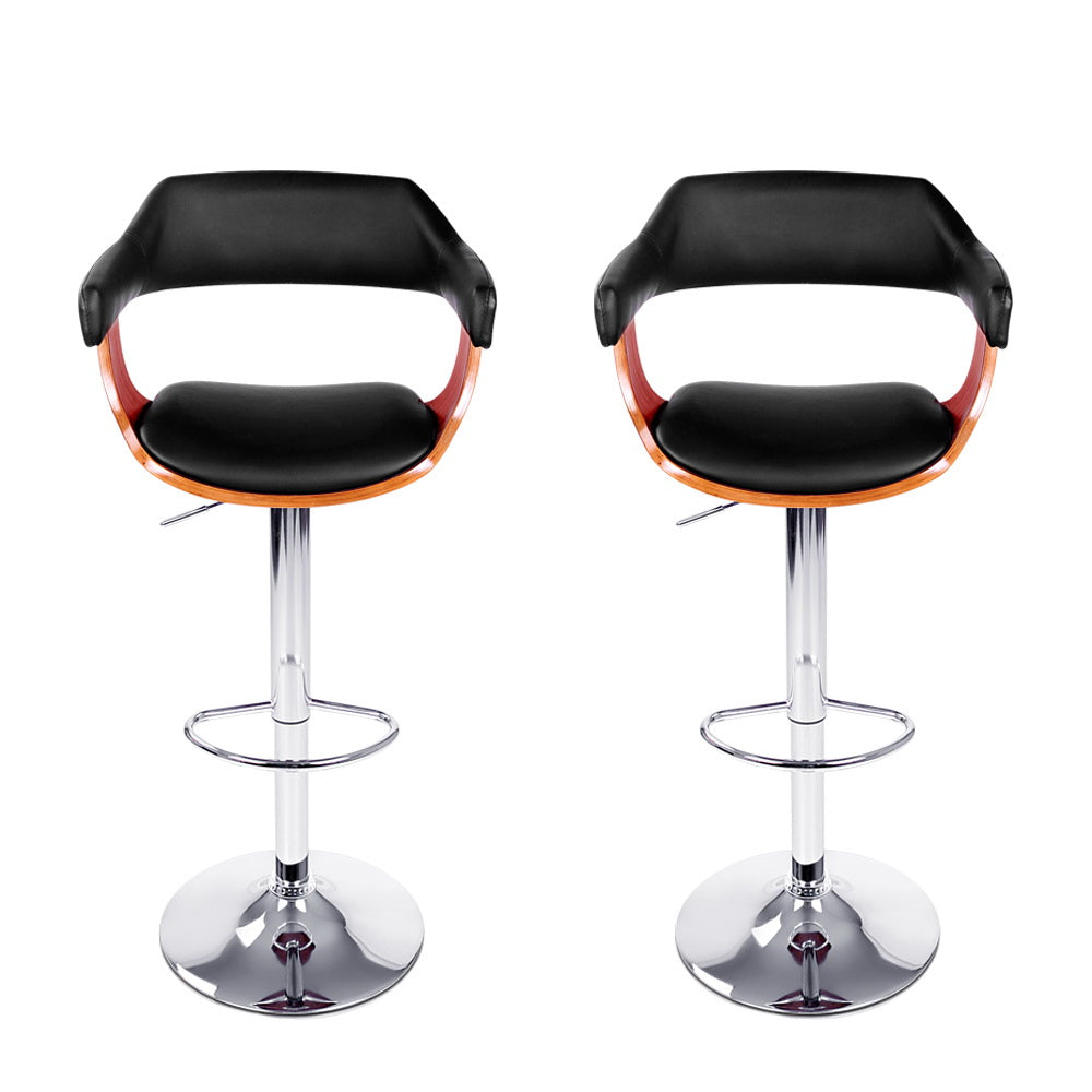 Spencer (Set of 2) Bar Stools with Chrome Base - Black - Homecoze
