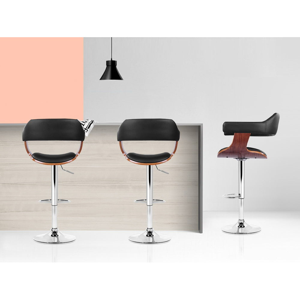 Spencer (Set of 2) Bar Stools with Chrome Base - Black - Homecoze