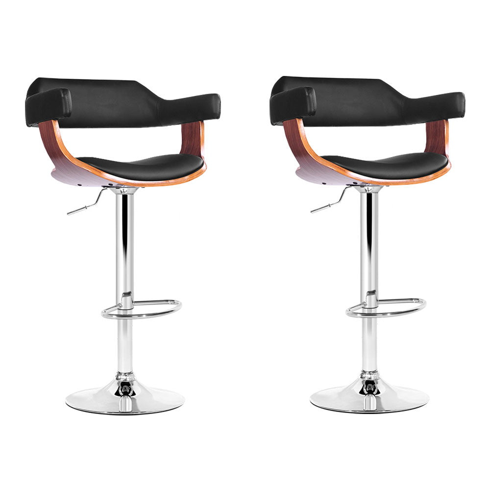 Spencer (Set of 2) Bar Stools with Chrome Base - Black - Homecoze
