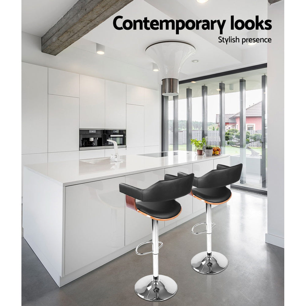 Spencer (Set of 3) Bar Stools with Chrome Base - Black - Homecoze