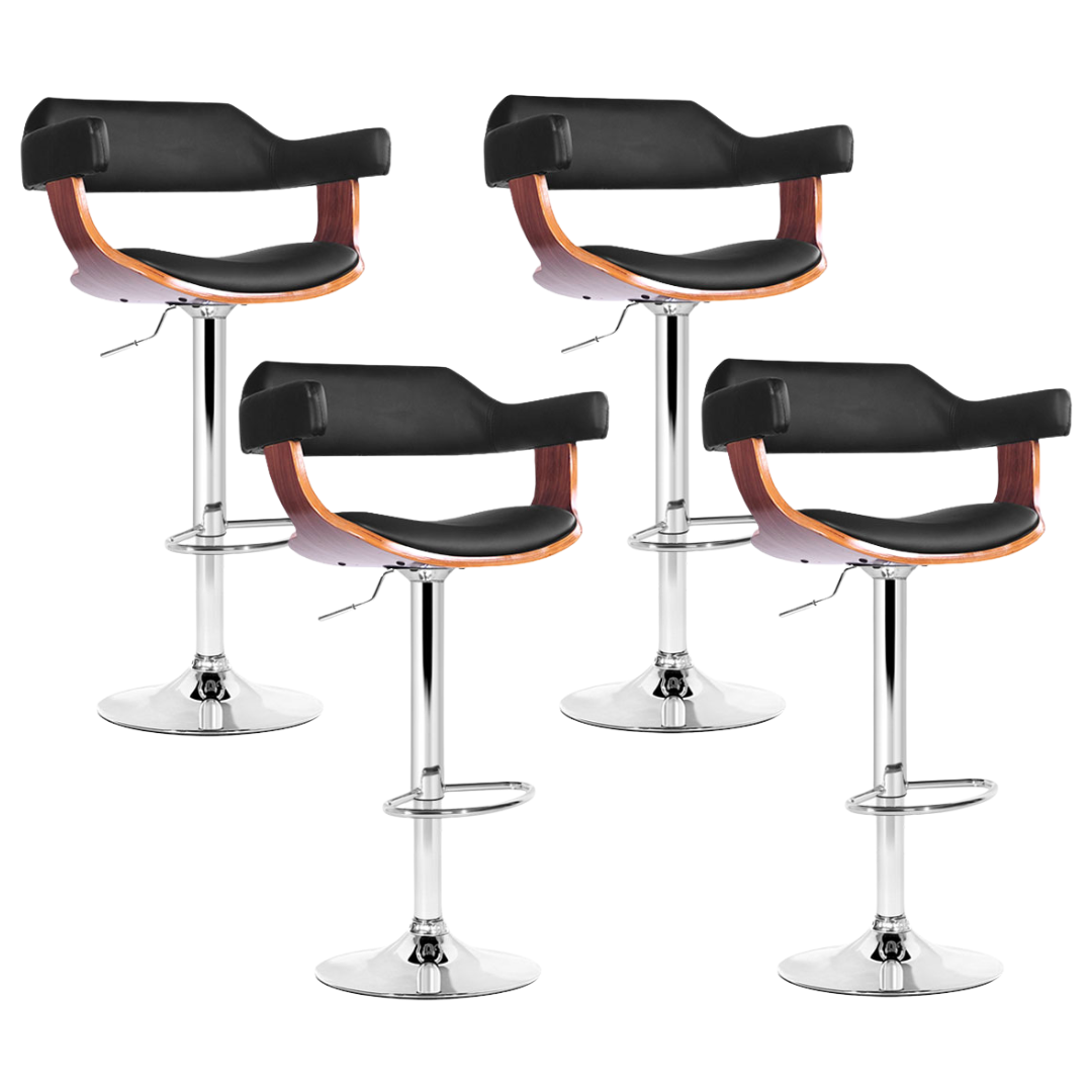 Spencer (Set of 4) Bar Stools with Chrome Base - Black - Homecoze