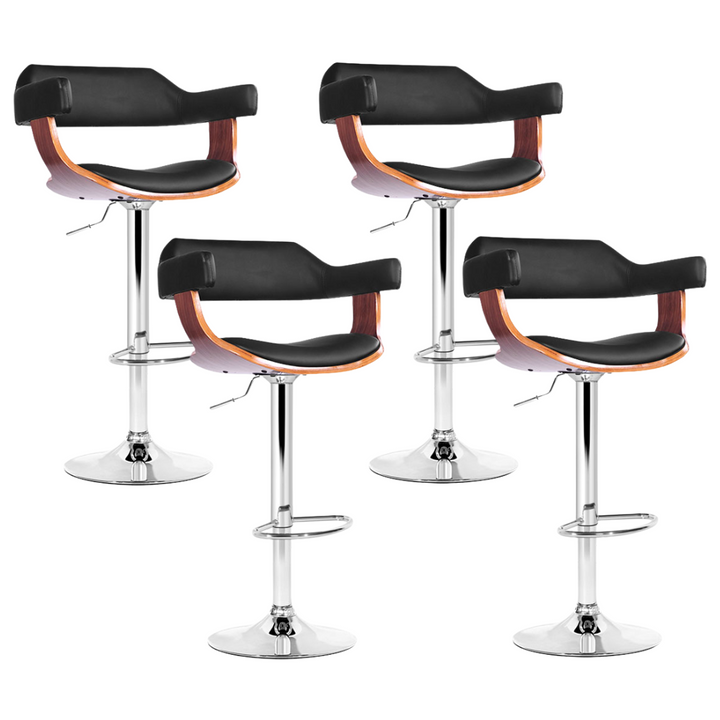 Spencer (Set of 4) Bar Stools with Chrome Base - Black