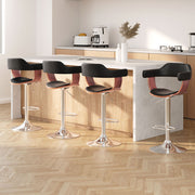 Spencer (Set of 4) Bar Stools with Chrome Base - Black - Homecoze