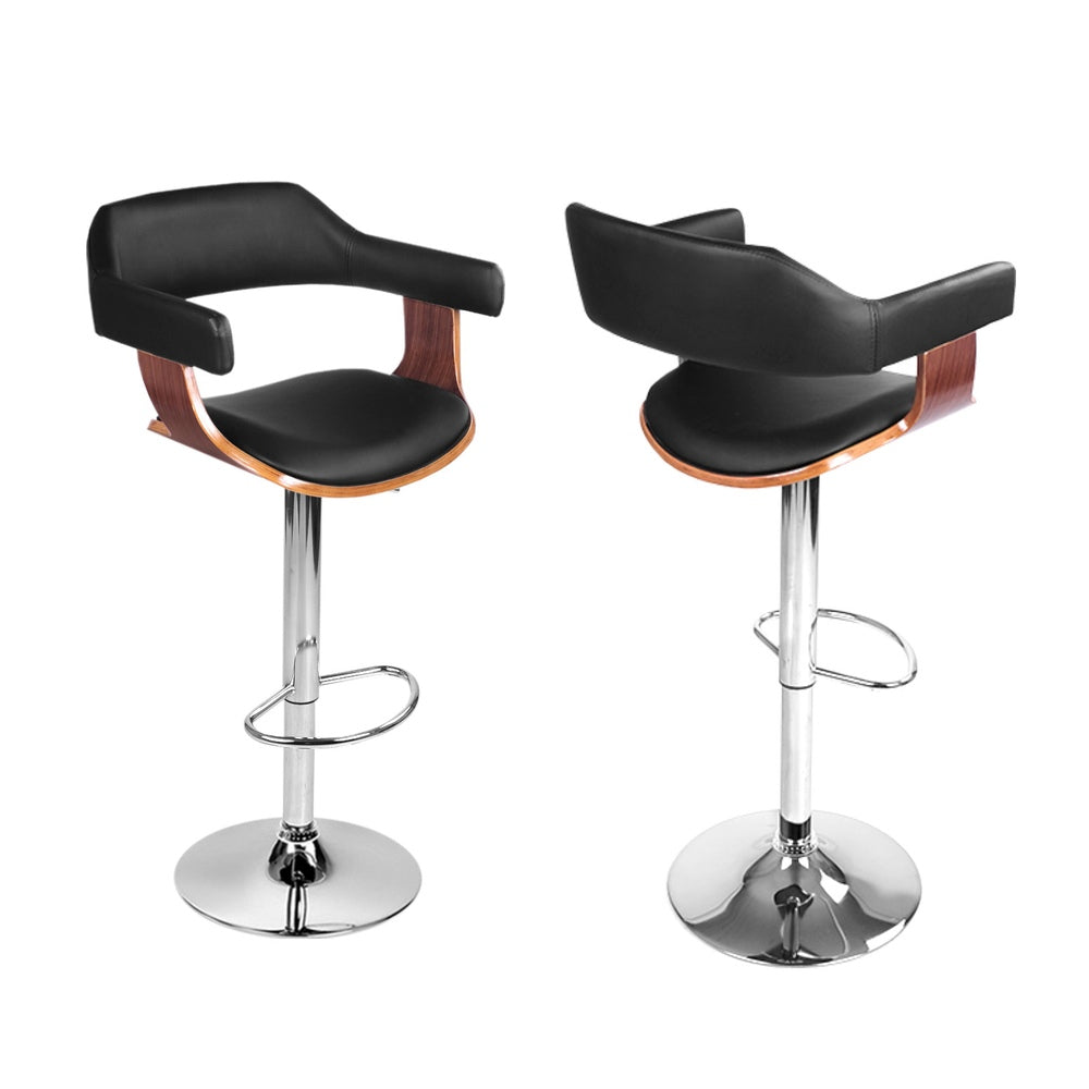 Spencer (Set of 4) Bar Stools with Chrome Base - Black - Homecoze