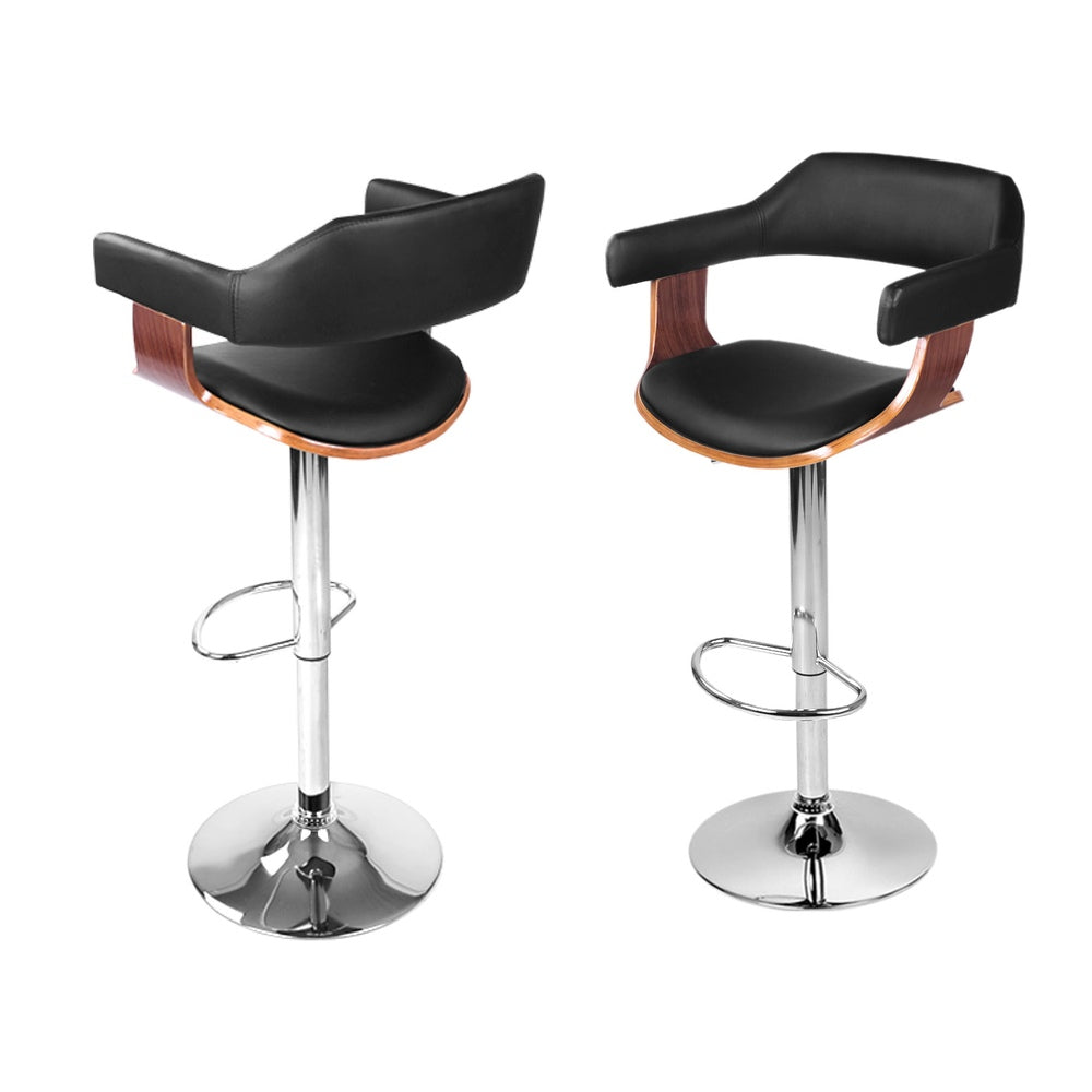 Spencer (Set of 4) Bar Stools with Chrome Base - Black - Homecoze
