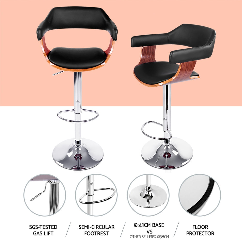 Spencer (Set of 2) Bar Stools with Chrome Base - Black - Homecoze