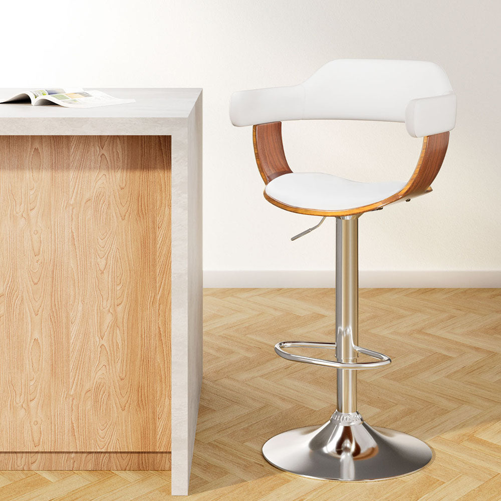 Spencer (Single) Bar Stool with Chrome Base - White - Homecoze