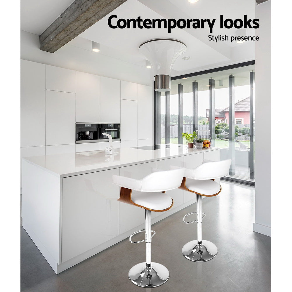 Spencer (Single) Bar Stool with Chrome Base - White - Homecoze