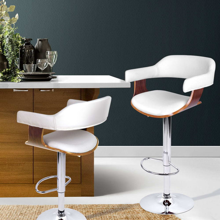 Spencer (Single) Bar Stool with Chrome Base - White - Homecoze