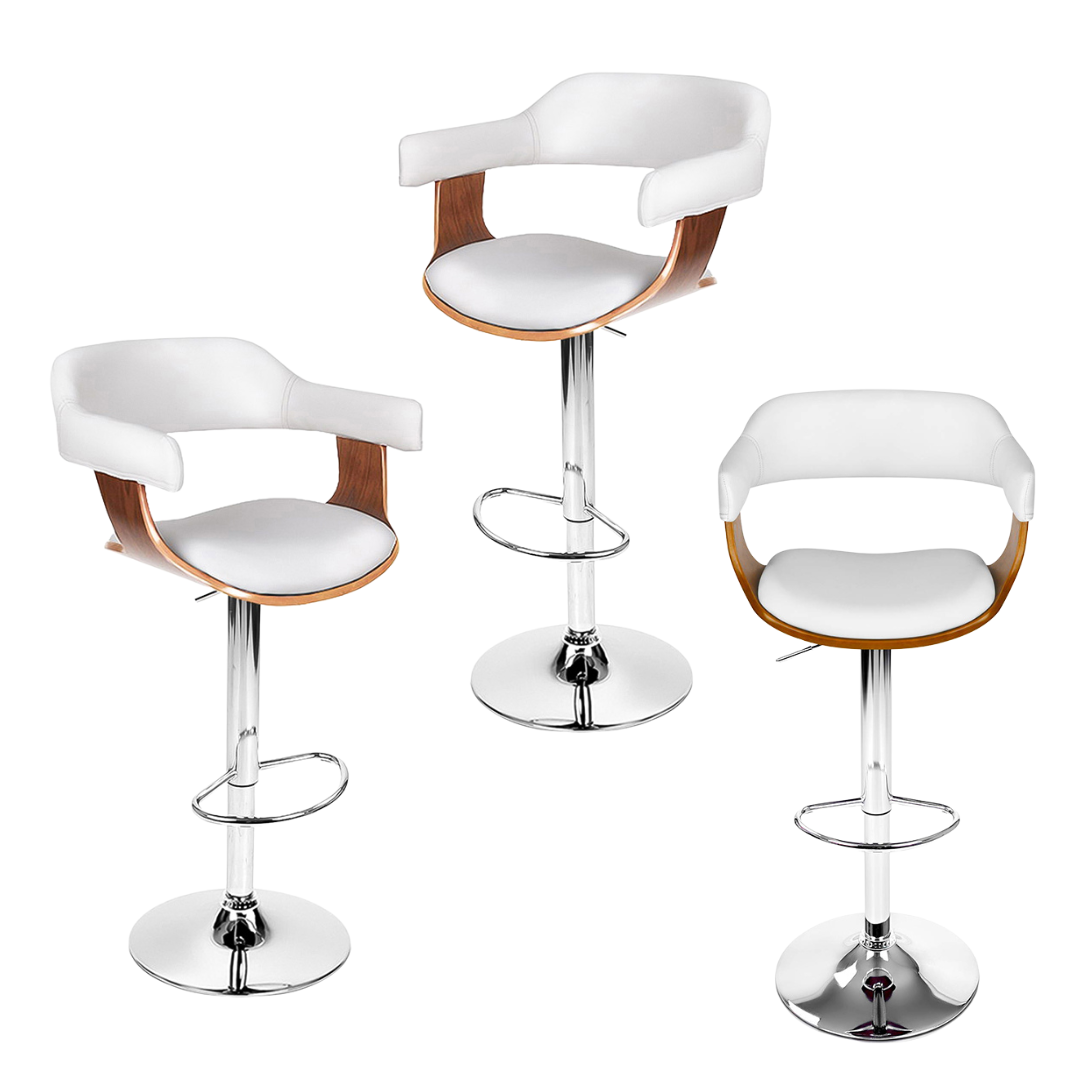 Spencer (Set of 3) Bar Stools with Chrome Base - White - Homecoze