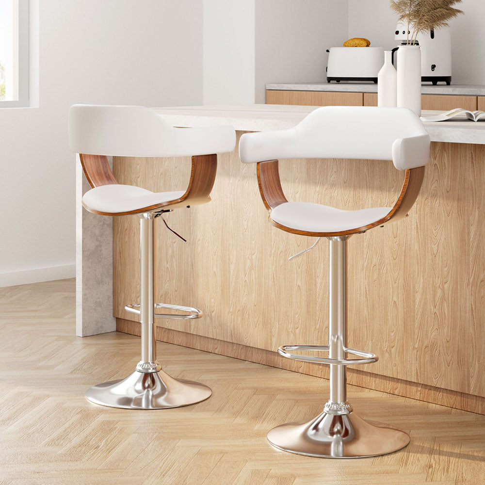 Spencer (Set of 2) Bar Stools with Chrome Base - White - Homecoze