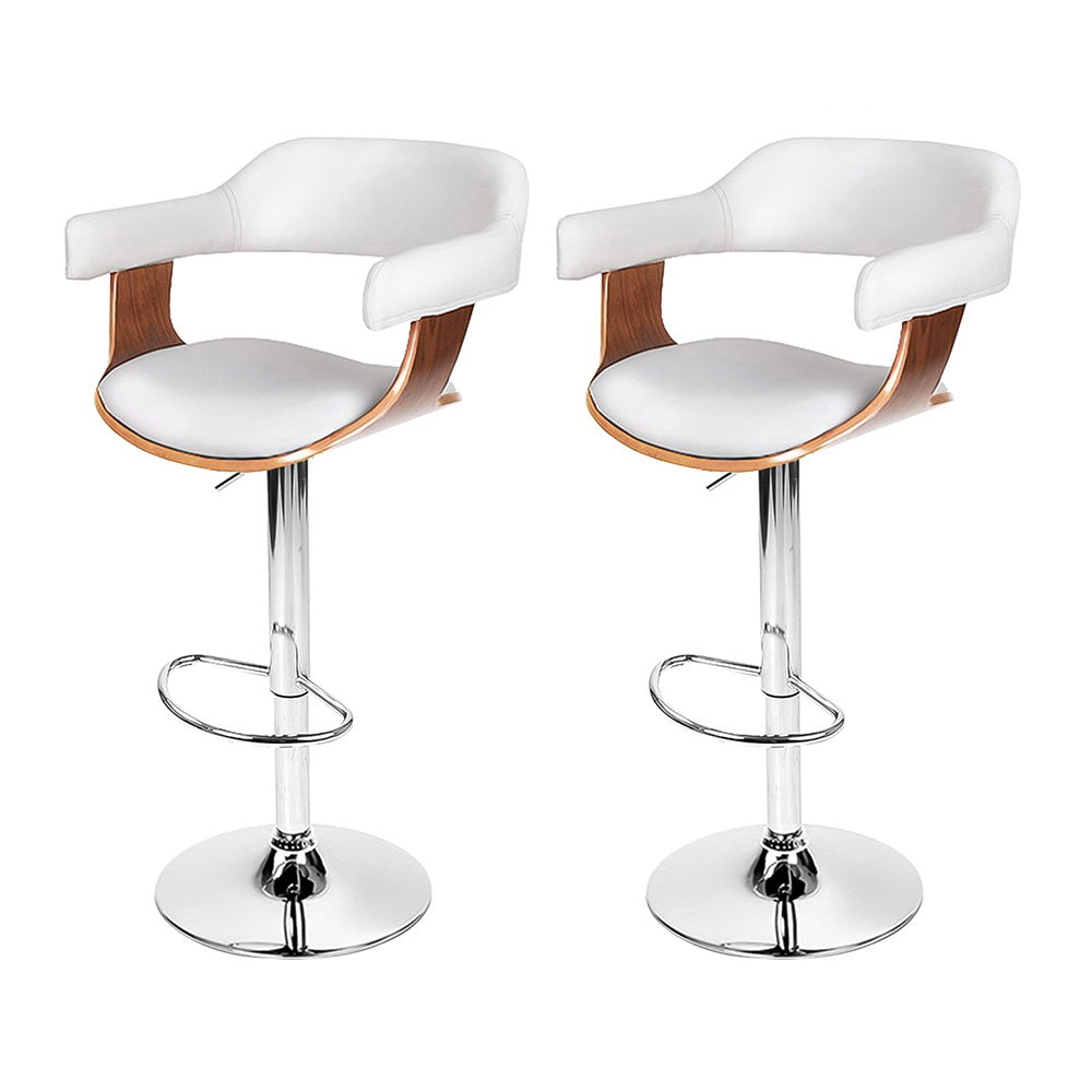 Spencer (Set of 2) Bar Stools with Chrome Base - White - Homecoze