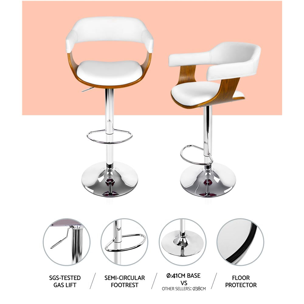 Spencer (Set of 2) Bar Stools with Chrome Base - White - Homecoze