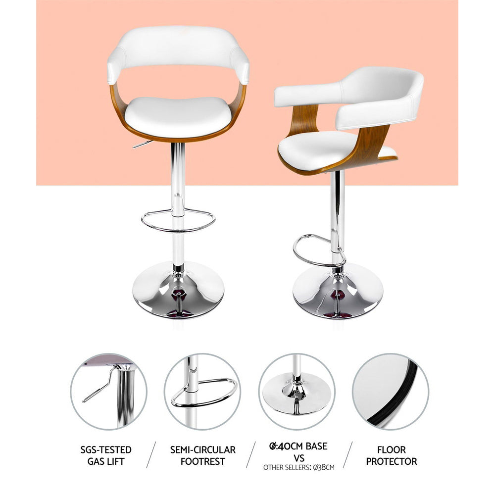 Spencer (Single) Bar Stool with Chrome Base - White - Homecoze