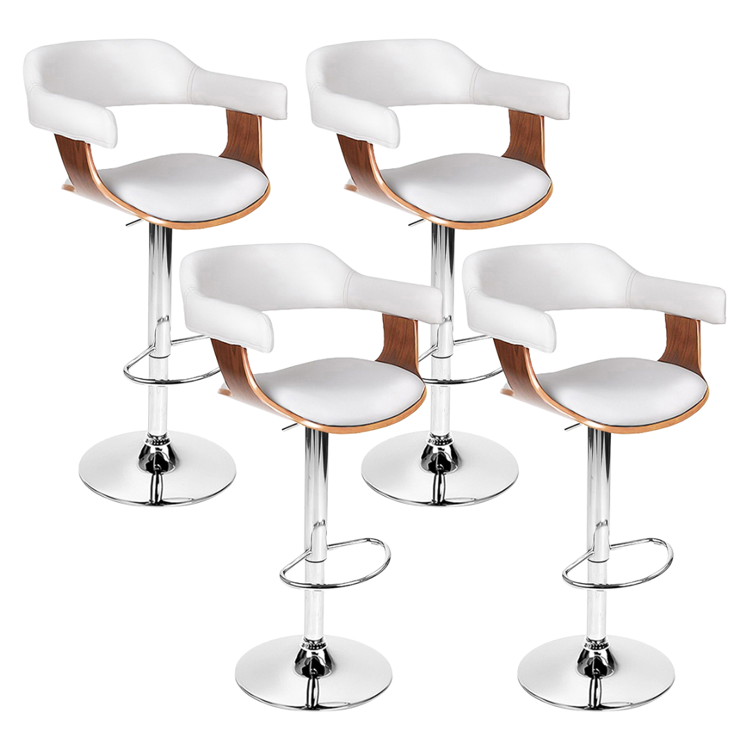 Spencer (Set of 4) Bar Stools with Chrome Base - White - Homecoze