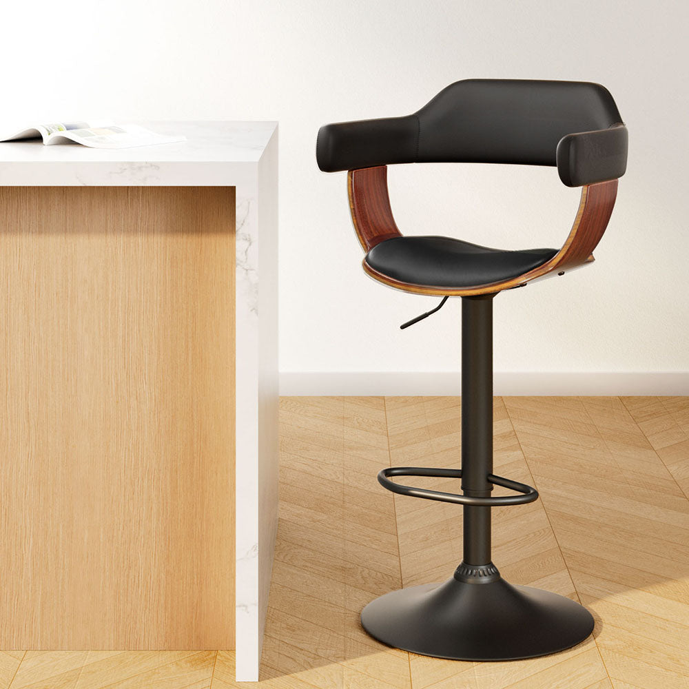 Spencer (Single) Bar Stool with Black Base - Black - Homecoze