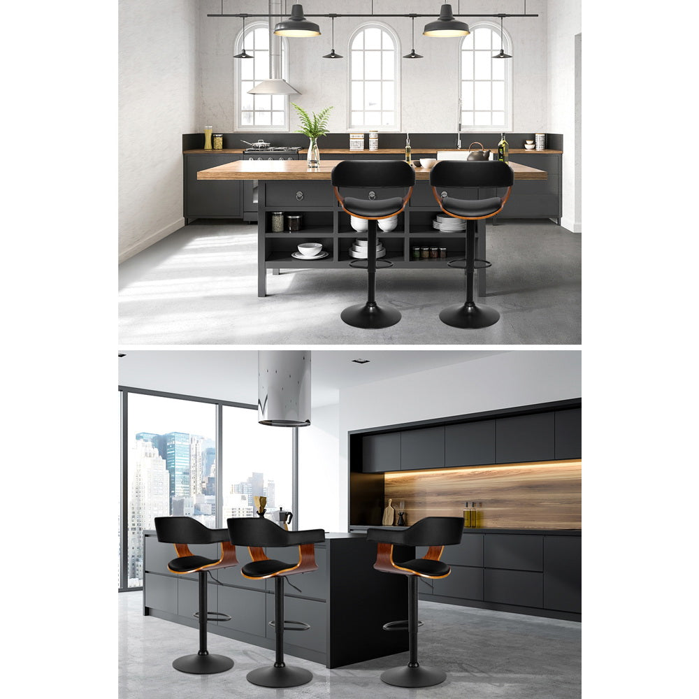 Spencer (Single) Bar Stool with Black Base - Black - Homecoze