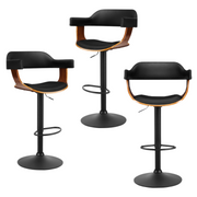 Spencer (Set of 3) Bar Stools with Black Base - Black - Homecoze
