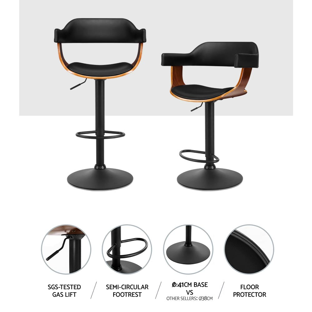 Spencer (Set of 2) Bar Stools with Black Base - Black - Homecoze