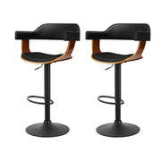 Spencer (Set of 2) Bar Stools with Black Base - Black - Homecoze