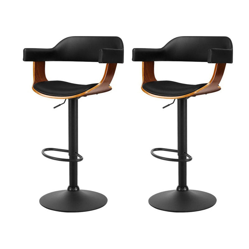 Spencer (Set of 2) Bar Stools with Black Base - Black - Homecoze