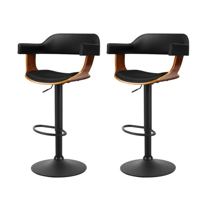 Spencer (Set of 2) Bar Stools with Black Base - Black