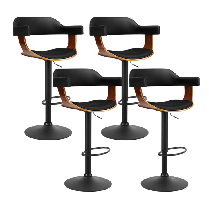 Spencer (Set of 4) Bar Stools with Black Base - Black