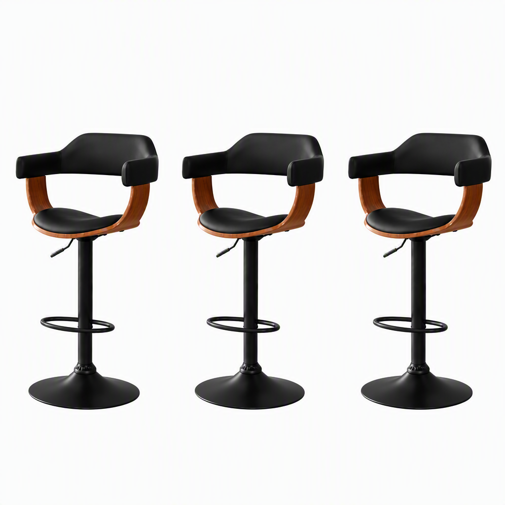Spencer (Set of 3) Adjustable Bar Stools - Black