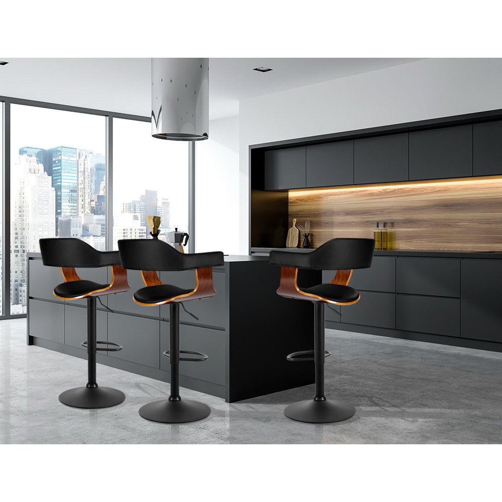 Spencer (Set of 3) Adjustable Bar Stools - Black