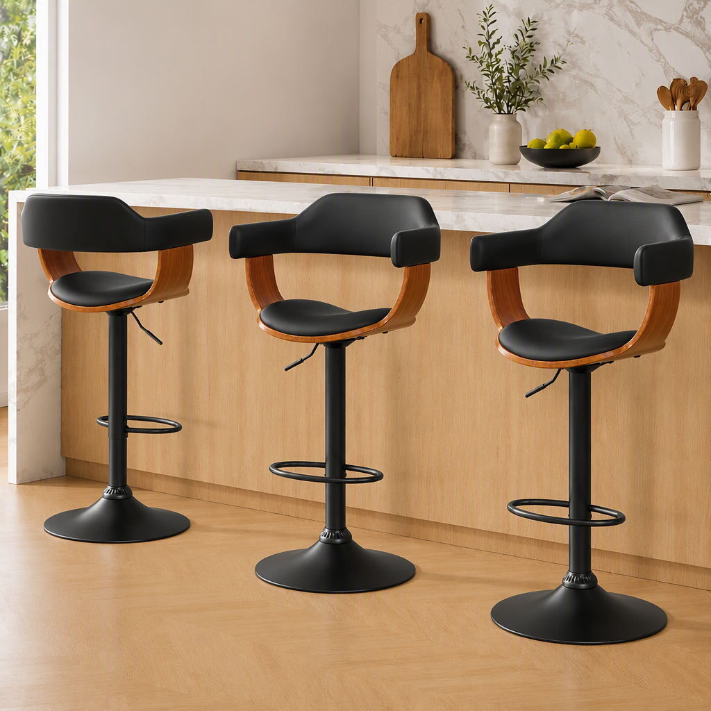 Spencer (Set of 3) Adjustable Bar Stools - Black