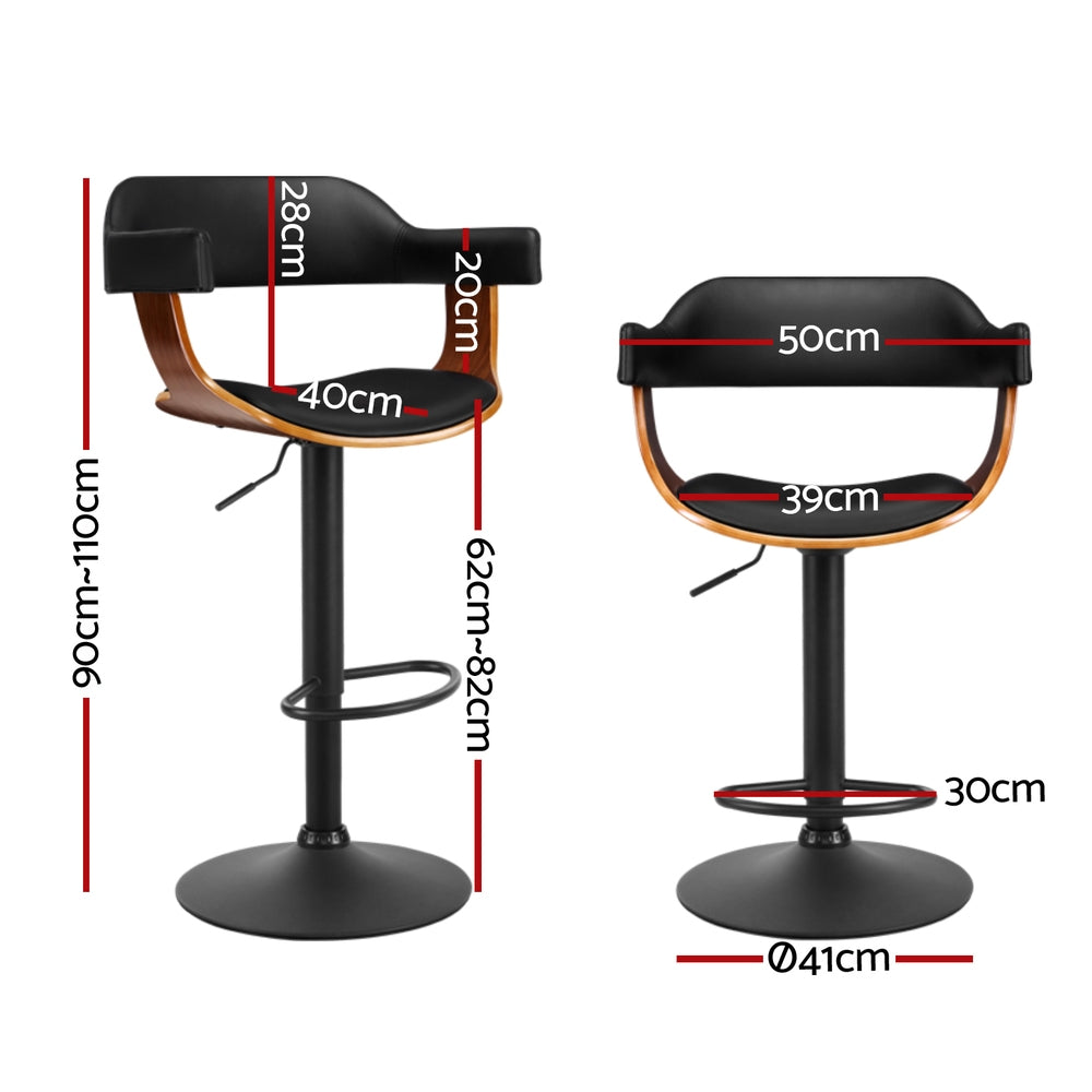 Spencer (Set of 4) Bar Stools with Black Base - Black - Homecoze