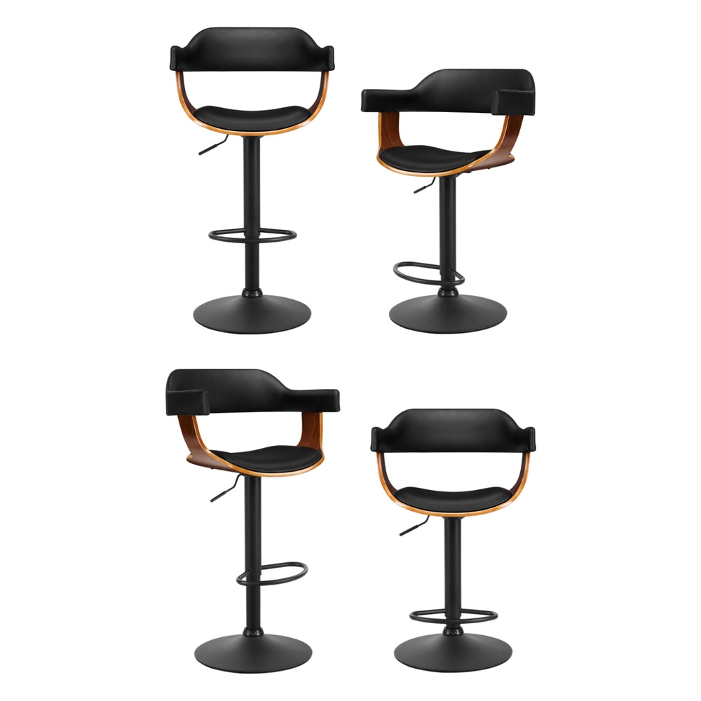 Spencer (Set of 4) Bar Stools with Black Base - Black - Homecoze