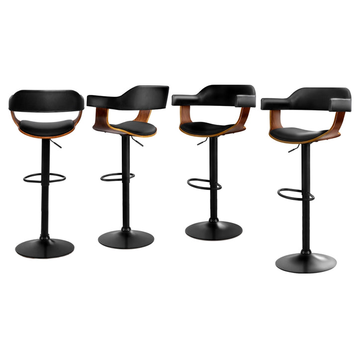 Spencer (Set of 4) Bar Stools with Black Base - Black - Homecoze