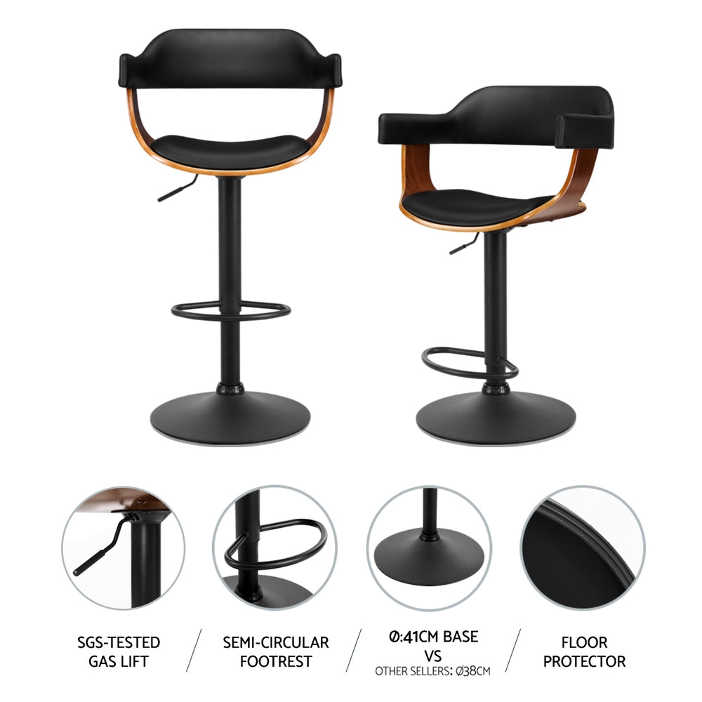 Spencer (Set of 4) Bar Stools with Black Base - Black