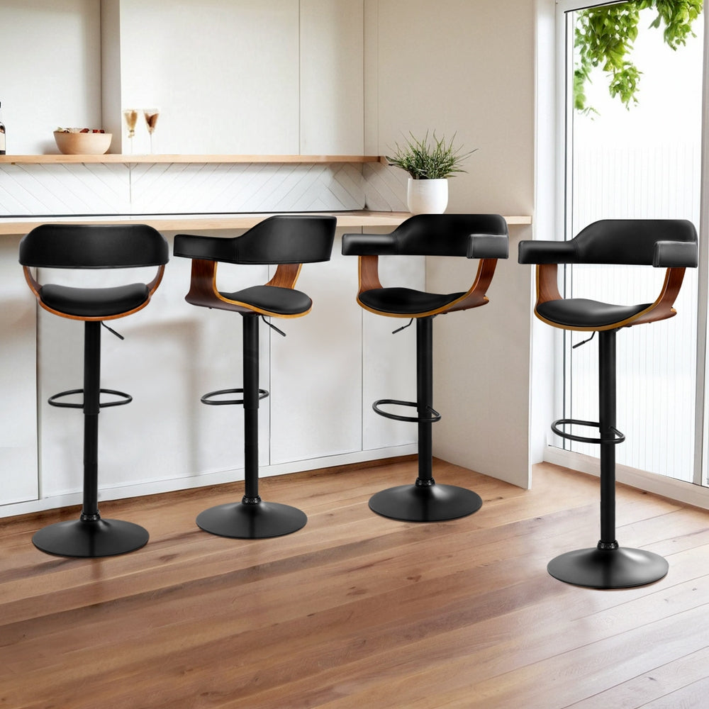 Spencer (Set of 4) Bar Stools with Black Base - Black