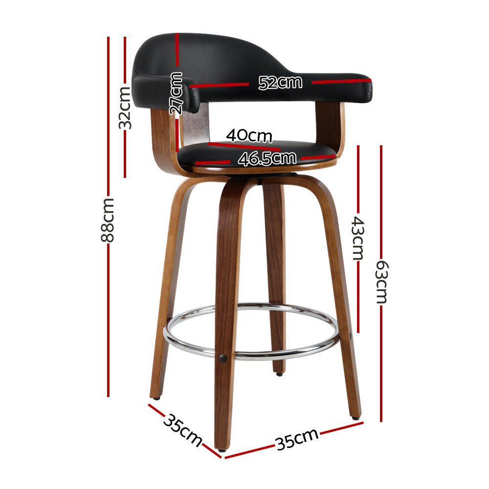 Hugo (Set of 2) Bar Stools 63cm - Brown - Homecoze