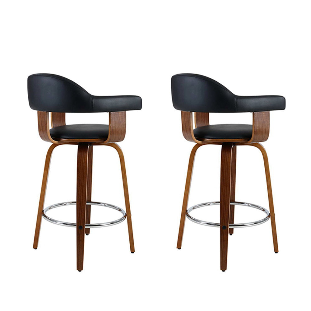 Hugo (Set of 2) Bar Stools 63cm - Brown - Homecoze