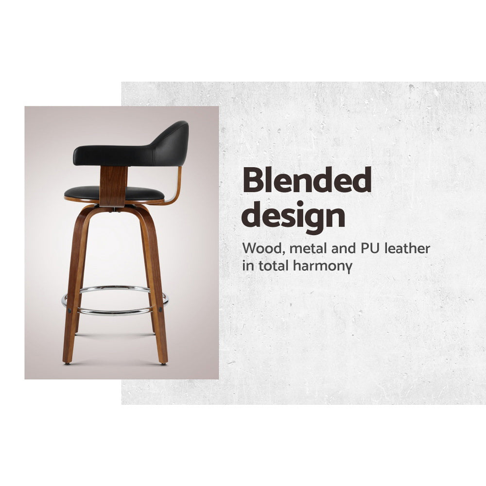 Hugo (Set of 2) Bar Stools 63cm - Brown - Homecoze