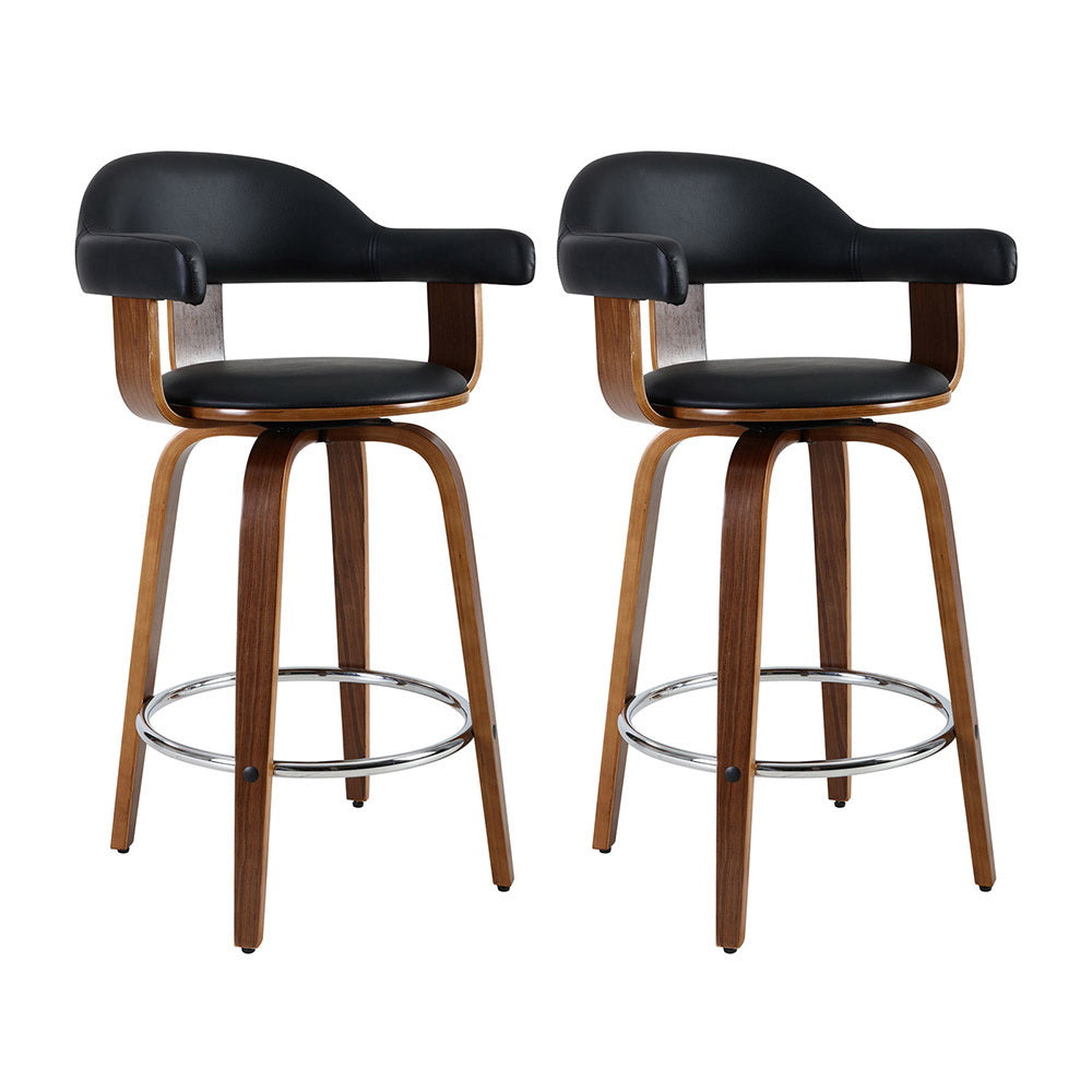 Hugo (Set of 2) Bar Stools 63cm - Brown - Homecoze