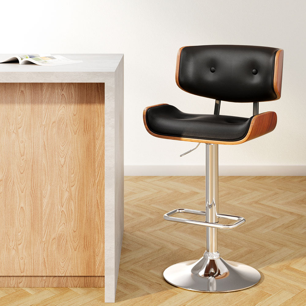 Jordan (Single) Bar Stool with Chrome Base - Black - Homecoze