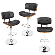 Jordan (Set of 3) Bar Stools with Chrome Base - Black - Homecoze