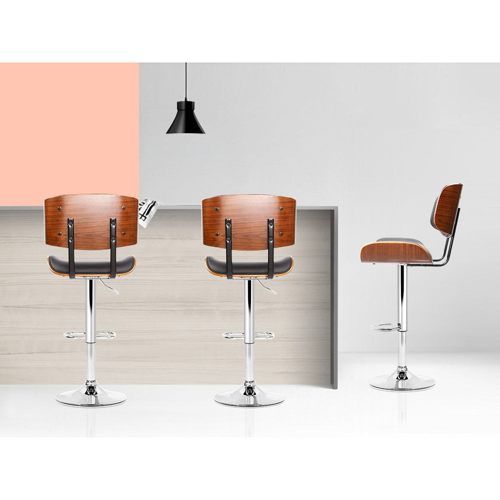 Jordan (Set of 2) Bar Stools with Chrome Base - Black - Homecoze