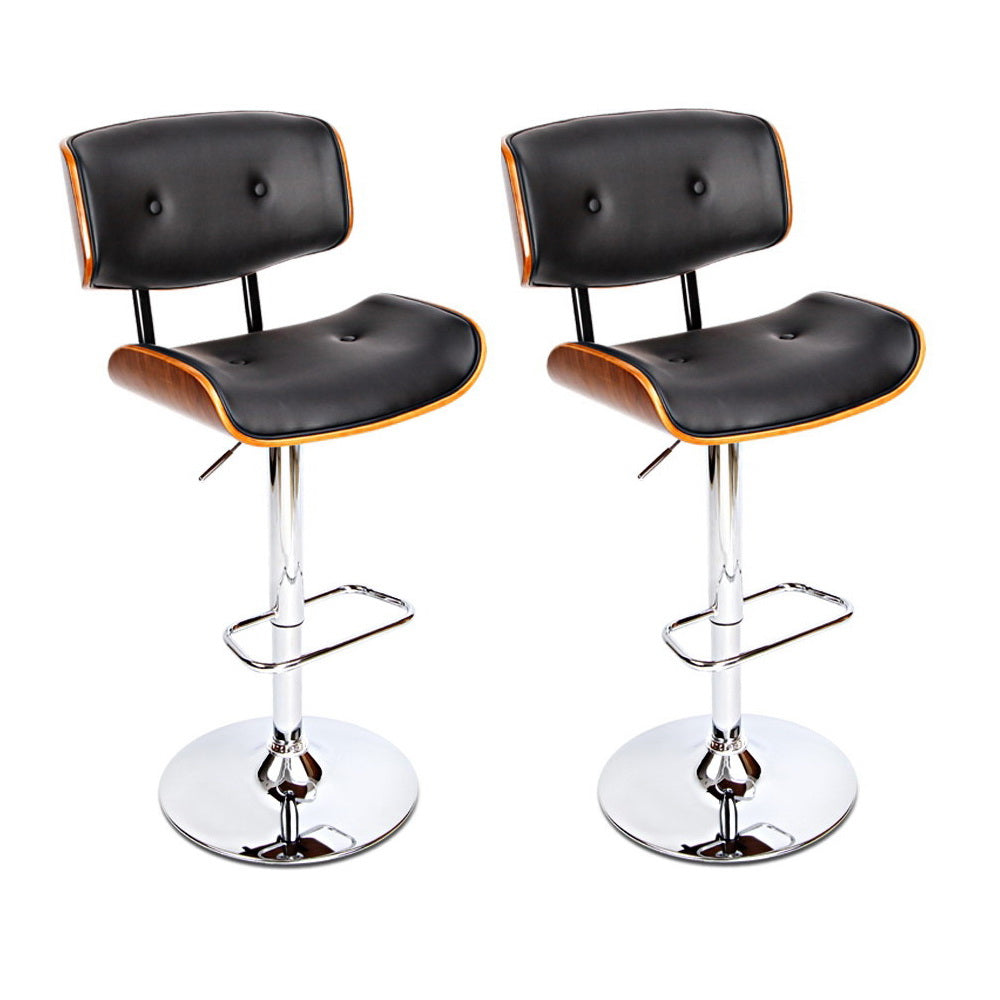 Jordan (Set of 2) Bar Stools with Chrome Base - Black - Homecoze