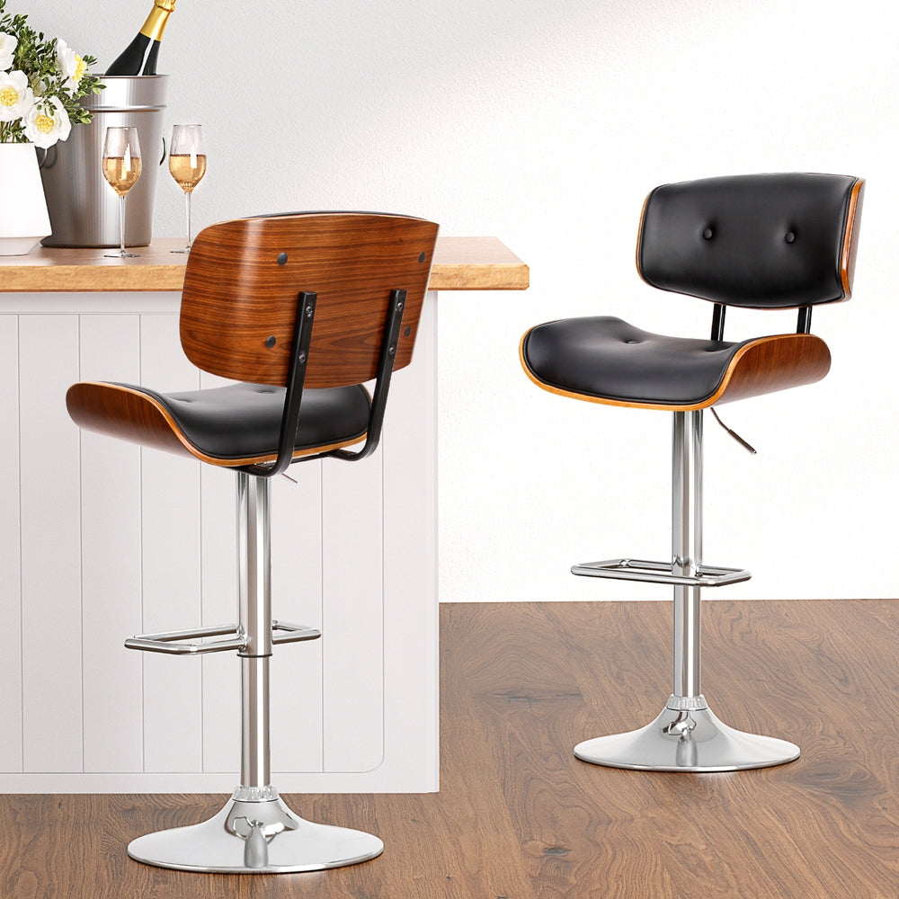 Jordan (Set of 4) Bar Stools with Chrome Base - Black - Homecoze