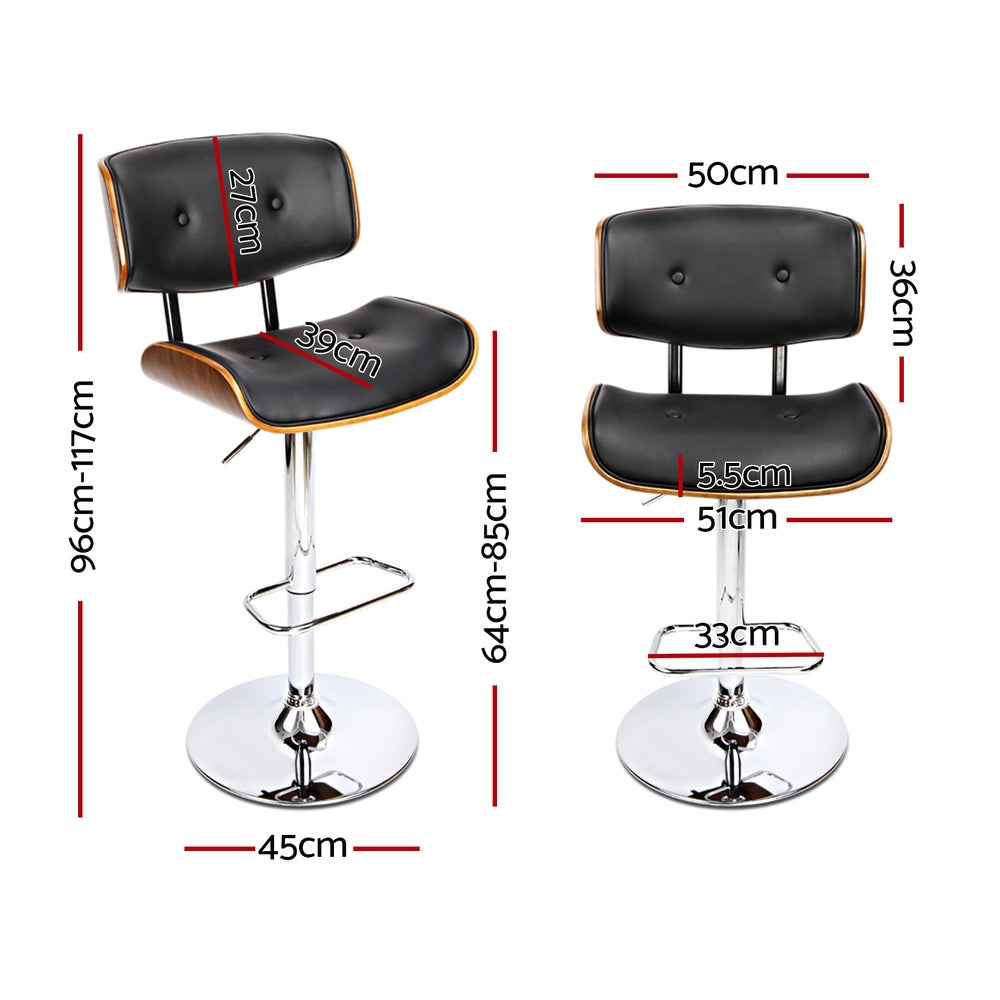 Jordan (Set of 4) Bar Stools with Chrome Base - Black - Homecoze