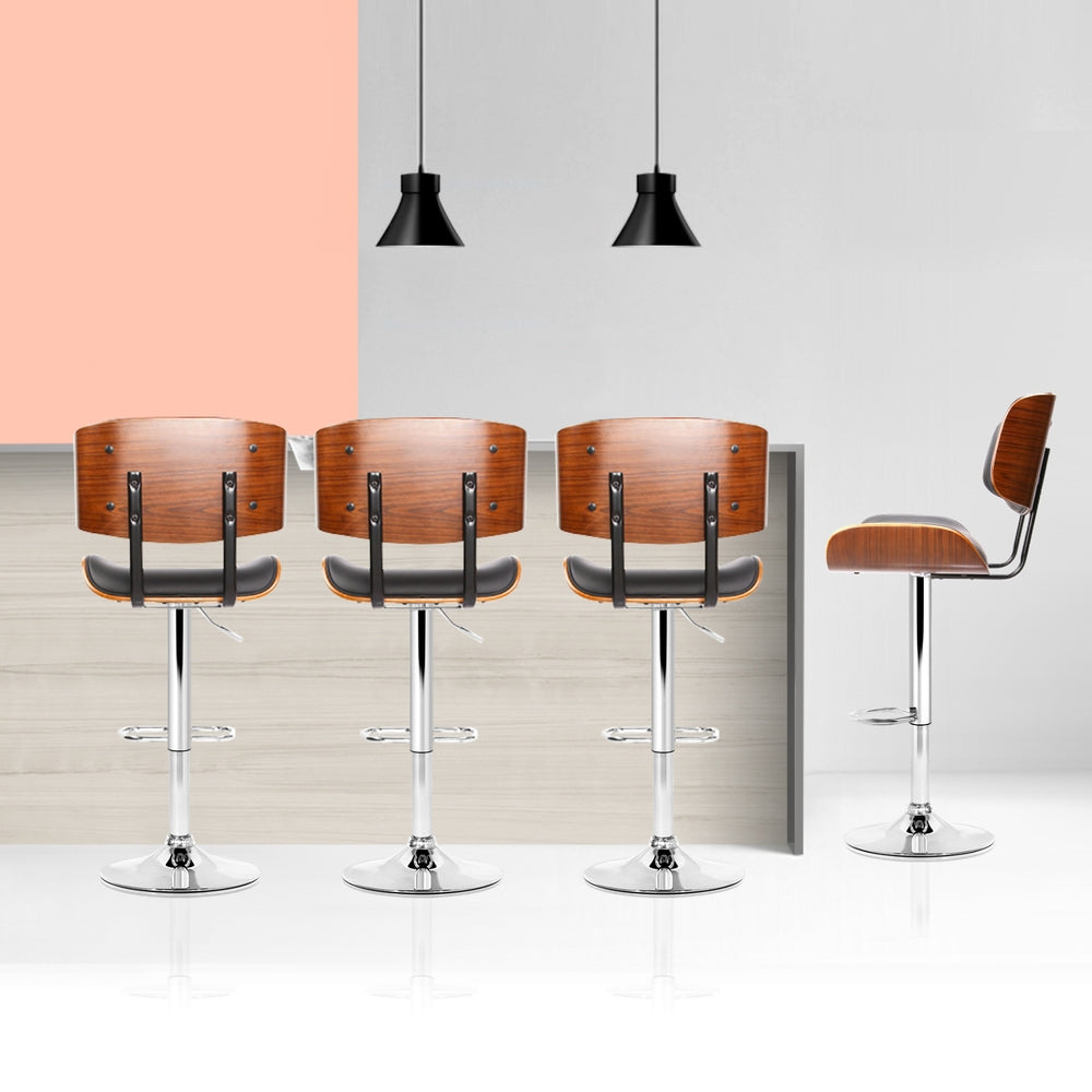 Jordan (Set of 4) Bar Stools with Chrome Base - Black - Homecoze
