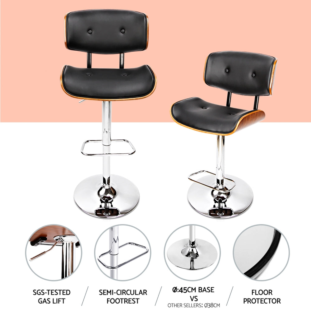 Jordan (Set of 3) Bar Stools with Chrome Base - Black - Homecoze