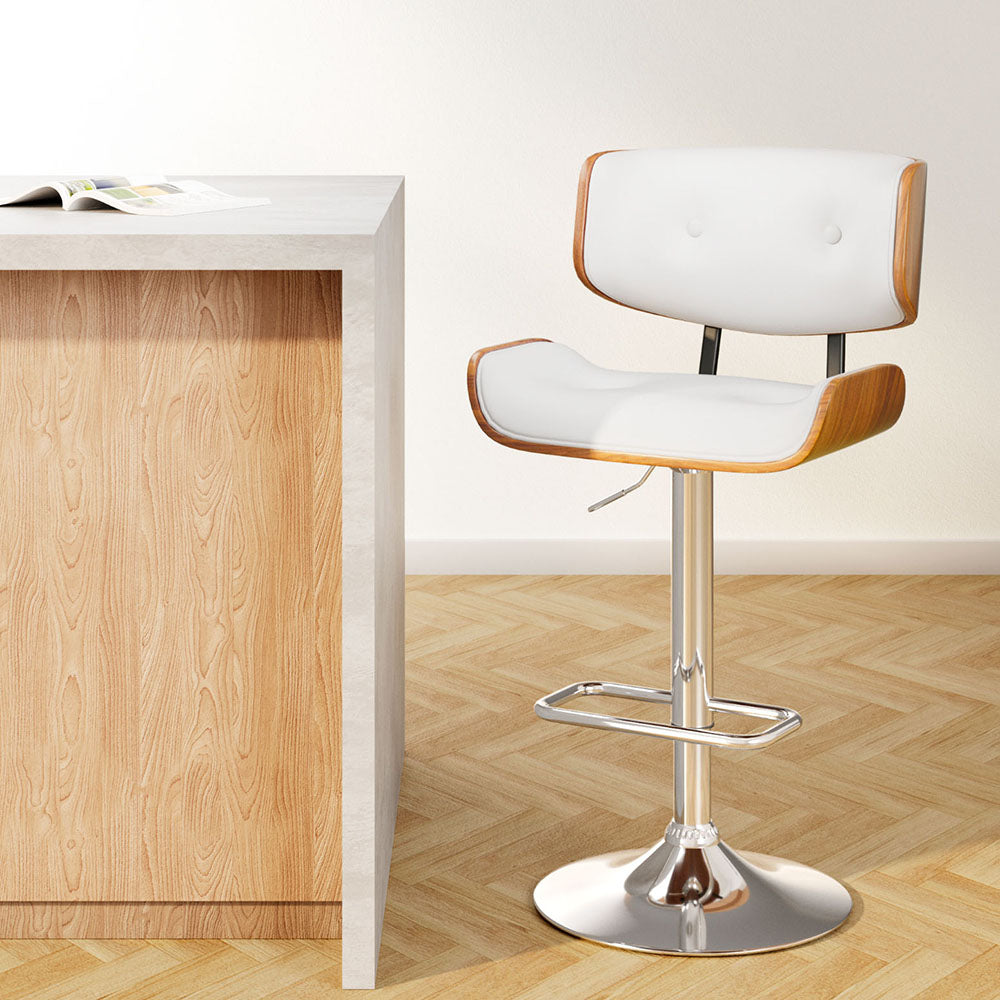 Jordan (Single) Bar Stool with Chrome Base - White - Homecoze