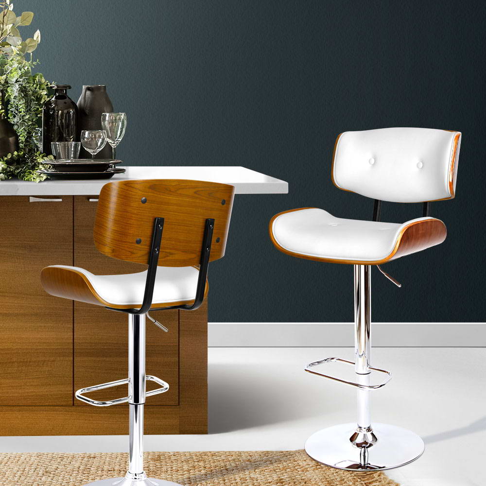Jordan (Single) Bar Stool with Chrome Base - White - Homecoze